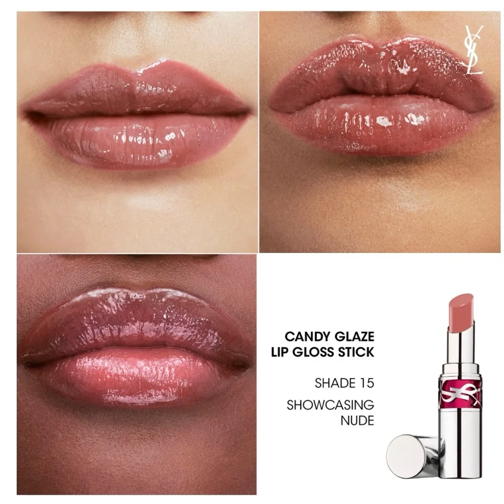 Yves Saint Laurent Candy Glaze Lip Gloss Stick in #15 Showcasing Nude 🆕